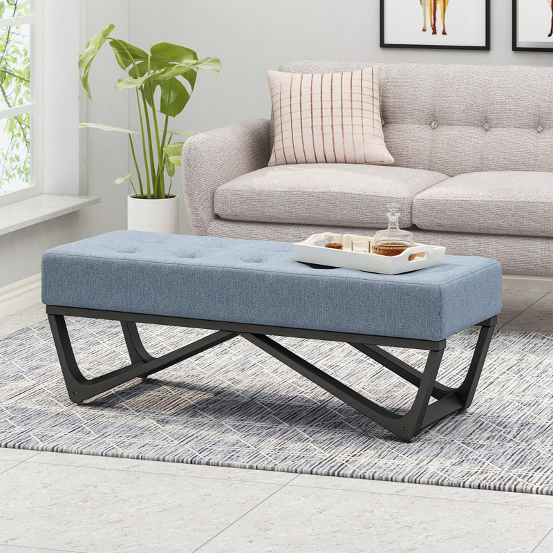 Banc rembourré Petrie, Bleu clair