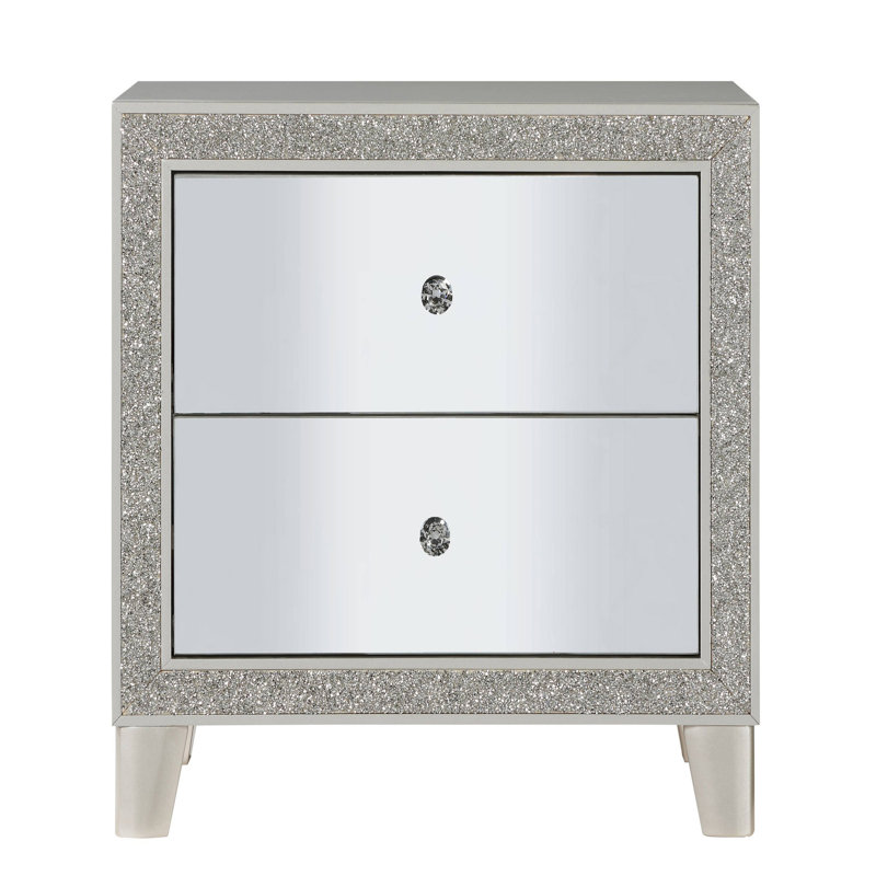 2 Table de chevet en champagne glamour - miroir, feutre doublé pour chambre à coucher en miroir et attrait