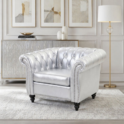 Single PU Leather Sofa with Tufted Backrest