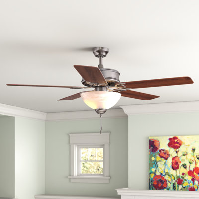 Ventilateur de plafond standard à 5 pales de 52 po avec chaîne de traction et ensemble d'éclairage inclus Gholson
