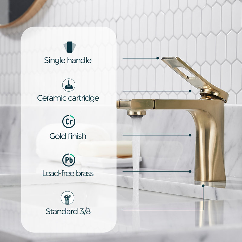Single-Hole Single-handle Bathroom Faucet, Gold
