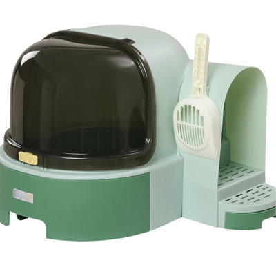 Covered Cat Litter Box With Lid, Easy - Clean Removable Bottom Tray, Wide Entry Door For Cat's Effortless Movement, Futuristic Space Capsule Look Security, And Air Freshener To Odors, Suitable Small