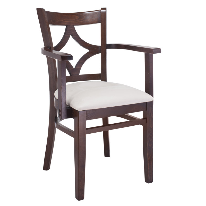 Stahr 18'' H Genuine Leather Upholstered Beech Armchair, Walnut