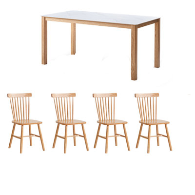 Simple solid wood rock plate dining table sets.
