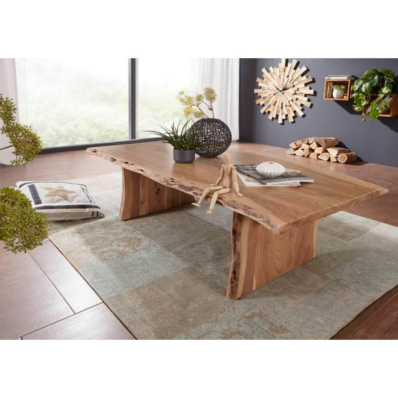 Pure Acacia Solid Wood Frame Coffee Table, H45 x L70 x W150cm, Natural Brown
