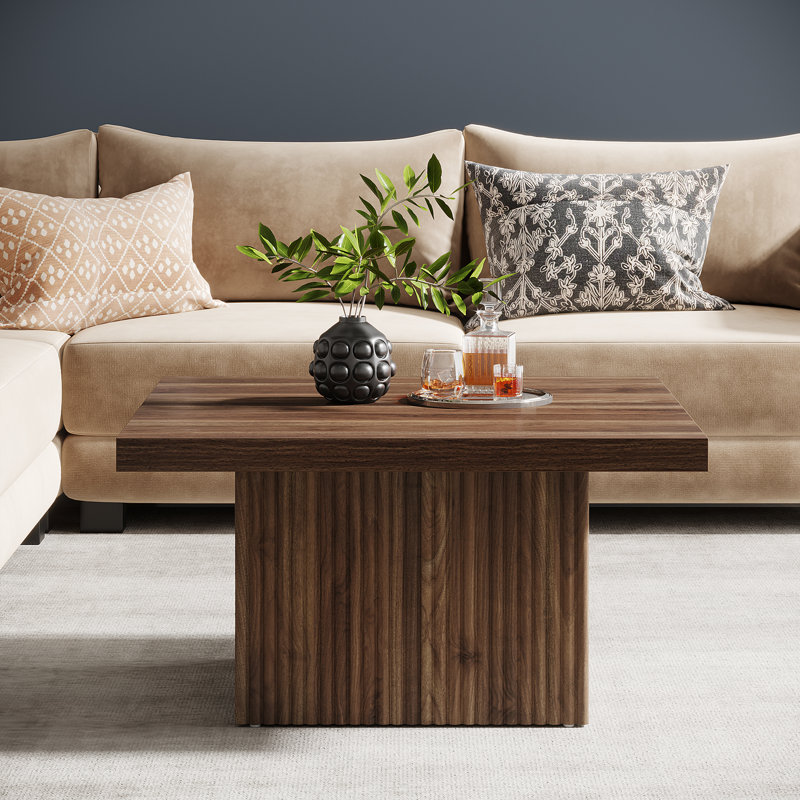 Pedestal Coffee Table, Brown