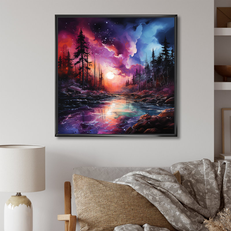 Aurore boréale charme vif liquide - aurore boréale, reproduction d'art sur toile_106487, H 16 po x l 16 po x P 1 po