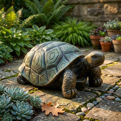 Statue de jardin de tortue réaliste en résine résistante aux intempéries de 21 po L pour terrasse et jardin
