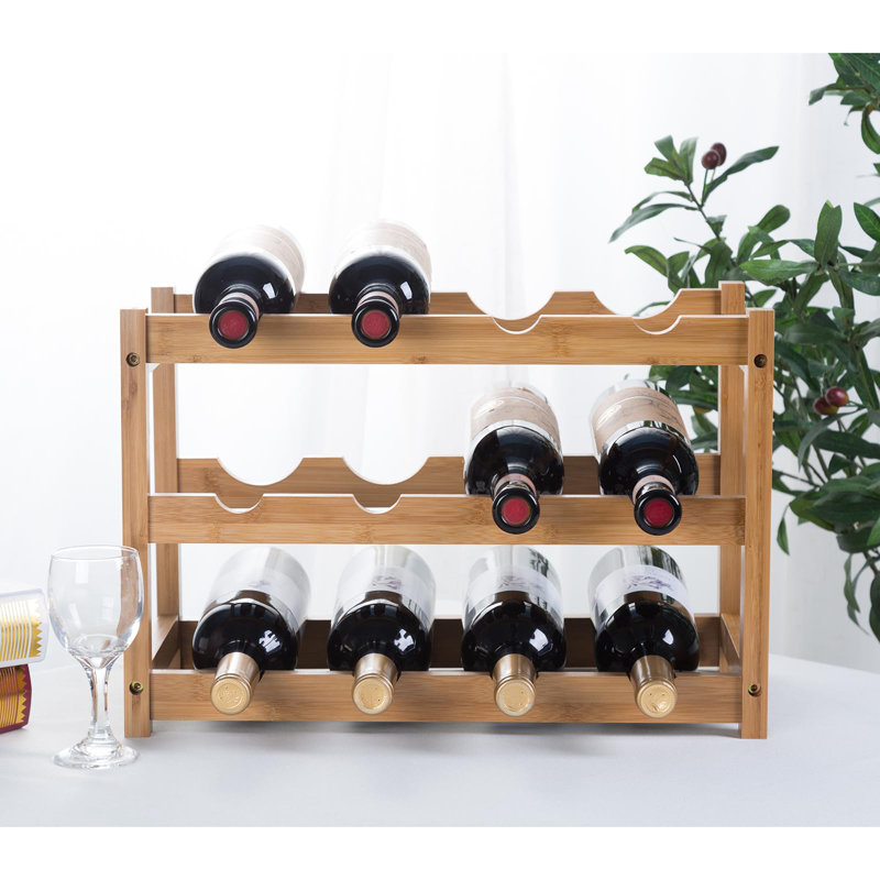 12 Bottle Tabletop Wine Bottle Rack Beige