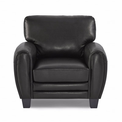 Modern Style Living Room Furniture Chair Black Faux Leather Upholstered Covering Retro Styling Furniture