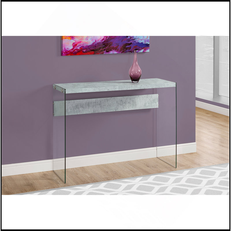 Table d'appoint, console, vestibule, étroit, canapé, salon, chambre à coucher, stratifié gris, verre trempé transparent, contemporain, moderne