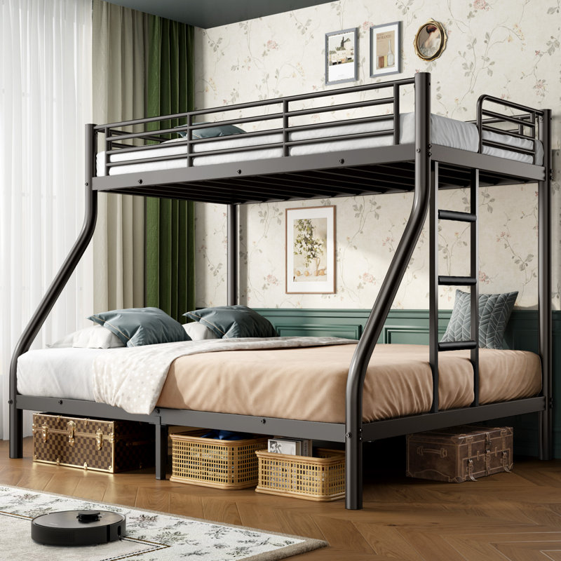 Black Twin XL Over Queen Bunk Bed, Twin XL Over Queen, Black