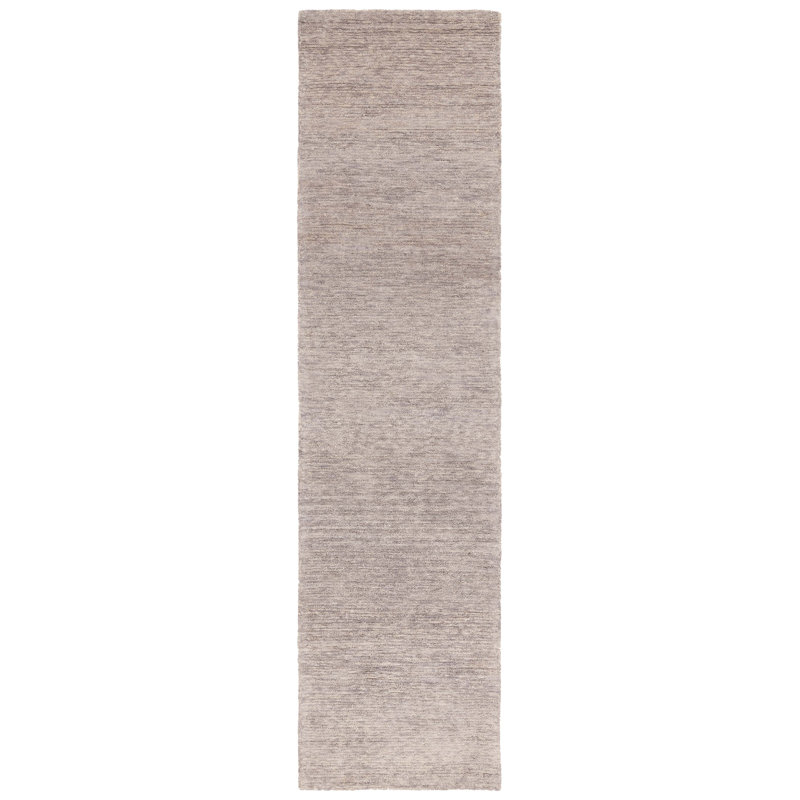 Tapis de couleur unie en coton et jute touffeté à la main Xaviour, Tapis de couloir 2 pi 3 po x 9 pi