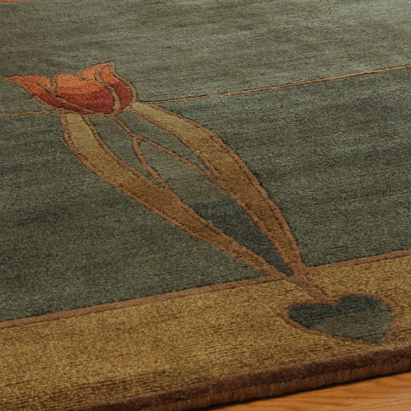 Monterey Mist Hand Knotted Wool Floral Area Rug, Square 10'