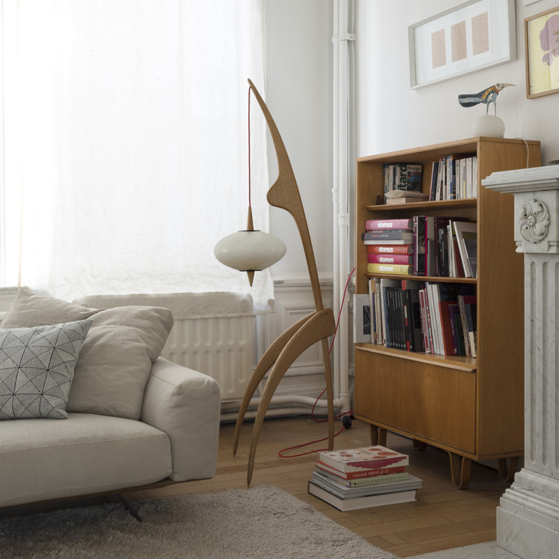 Praying Mantis Floor Lamp, Natural Oak