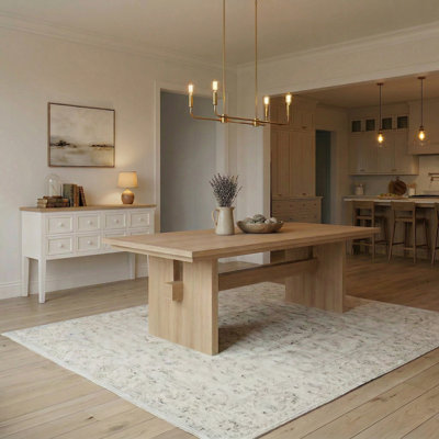 La table Macaire | Table de salle à manger moderne à tréteaux (extensible) - Miel