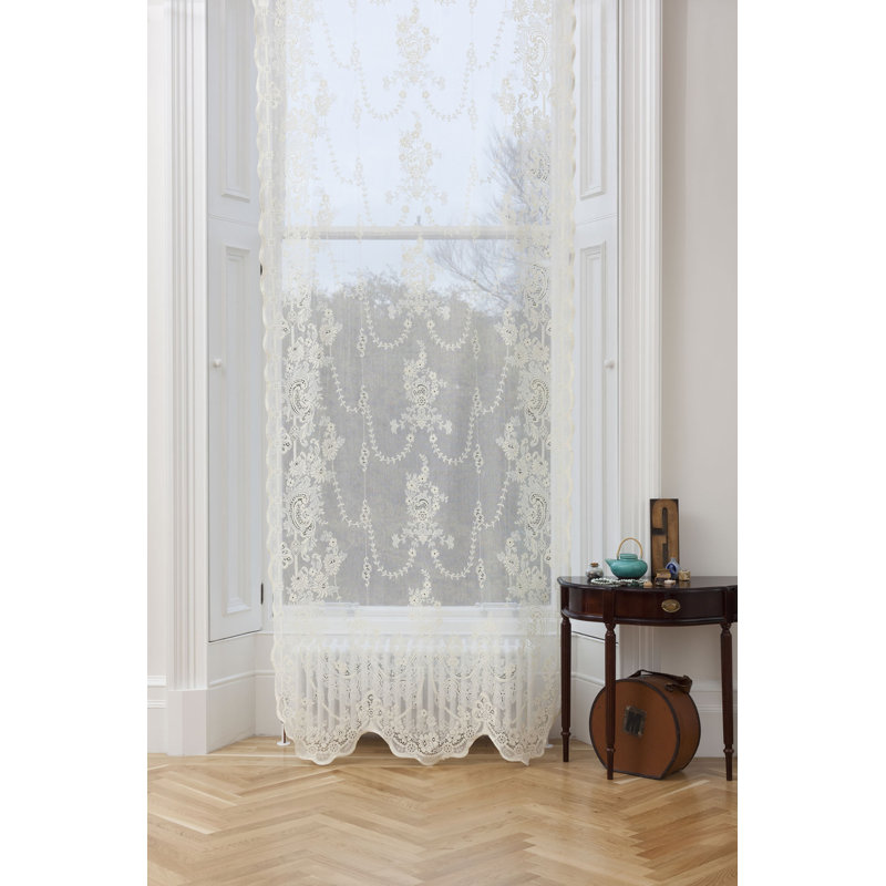 Diboll Cotton Blend Sheer Single Curtain Panel, White, 132 W x 320 D cm