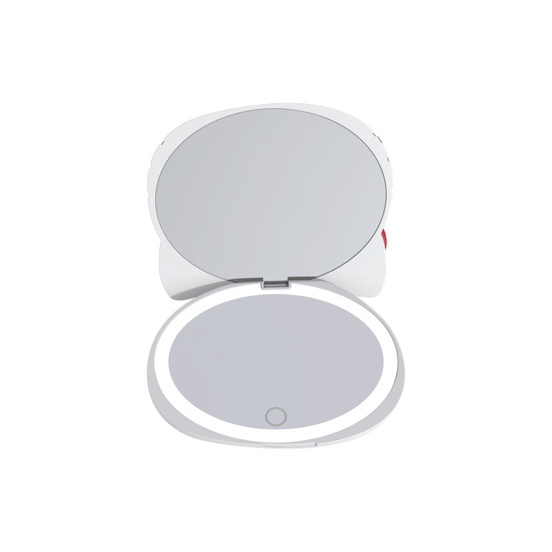 Kawaii Compact Mirror with Touch Sensor Switch for Purse, LED Makeup Mirror with 2X Magnifying Top