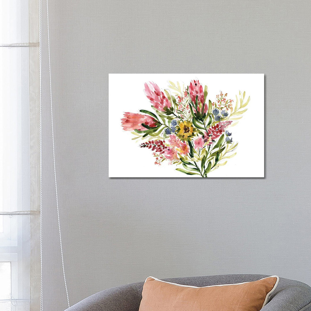 Protea Bouquet von Sara Berrenson - Galerie-verpackte Leinwand Giclée auf Leinwand