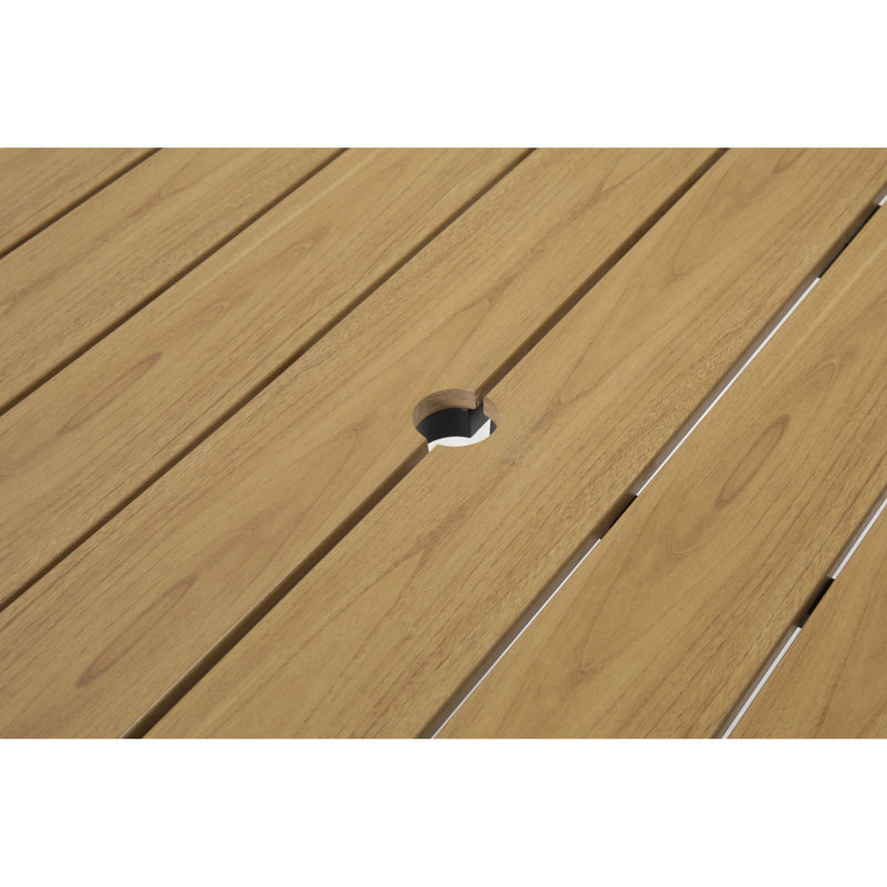 Spacious Steel Patio Table With Umbrella Hole For Garden, Deck And Poolside