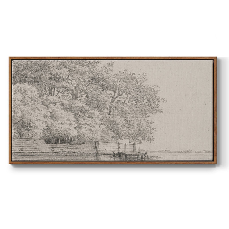 Série abstraite - CMLX III - Toile tendue avec châssis encadré - Prêt à être accroché, Noyer, H 21 po x l 41 po