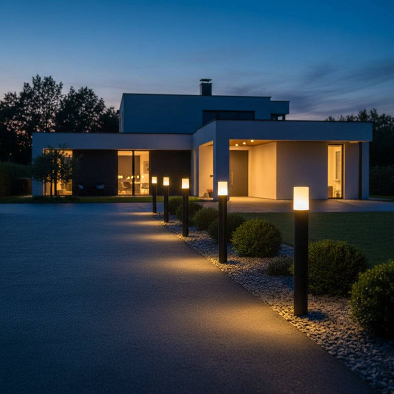 Black Aluminium Bollard Light, 70cm H x 6cm W x 6cm D