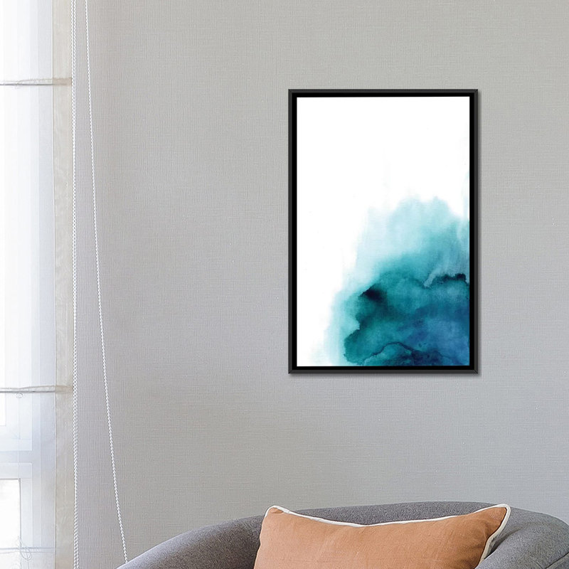 « blue drop », reproduction sur toile, H 26 po x l 18 po x P 1,5 po, Toile avec cadre noir, Pas de tapis