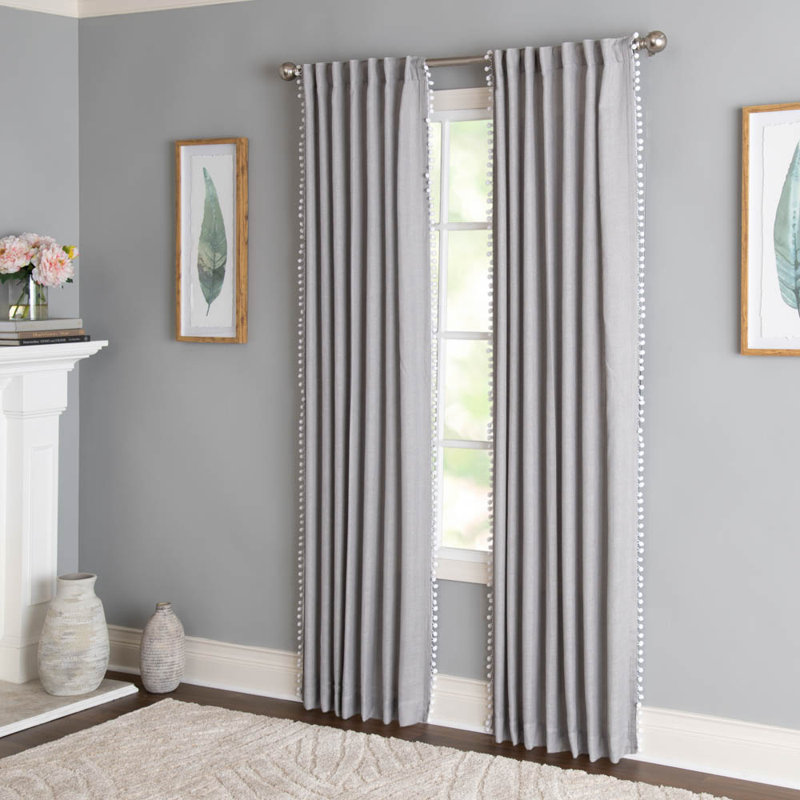 Wyola Polyester/Linen Light-Filtering Curtain Panel with Rod Pocket Top, 50" W x 63" L, Gray