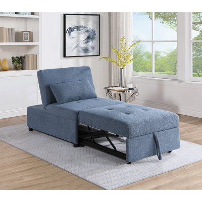 Lit convertible moderne gris-bleu avec assise rembourrée