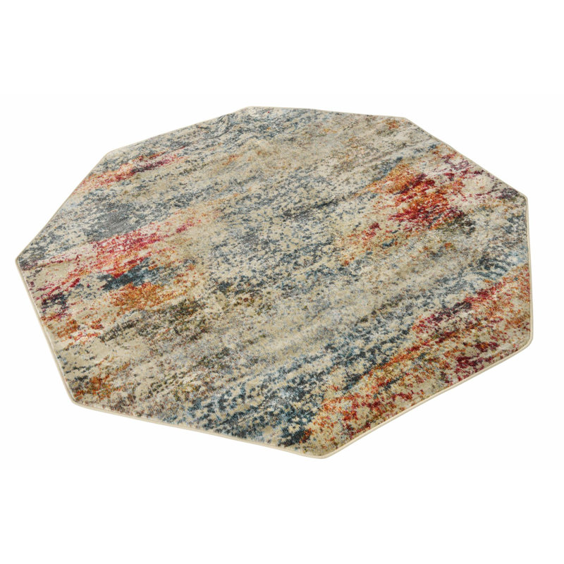 Contemporary Mulvihill Area Rug Creme Color, Octagon 8'2"