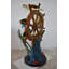 Statue en bronze Afiya Sunken Nautical Wheel avec créatures de la mer, taille: 39 po x 23 po x H 51 po