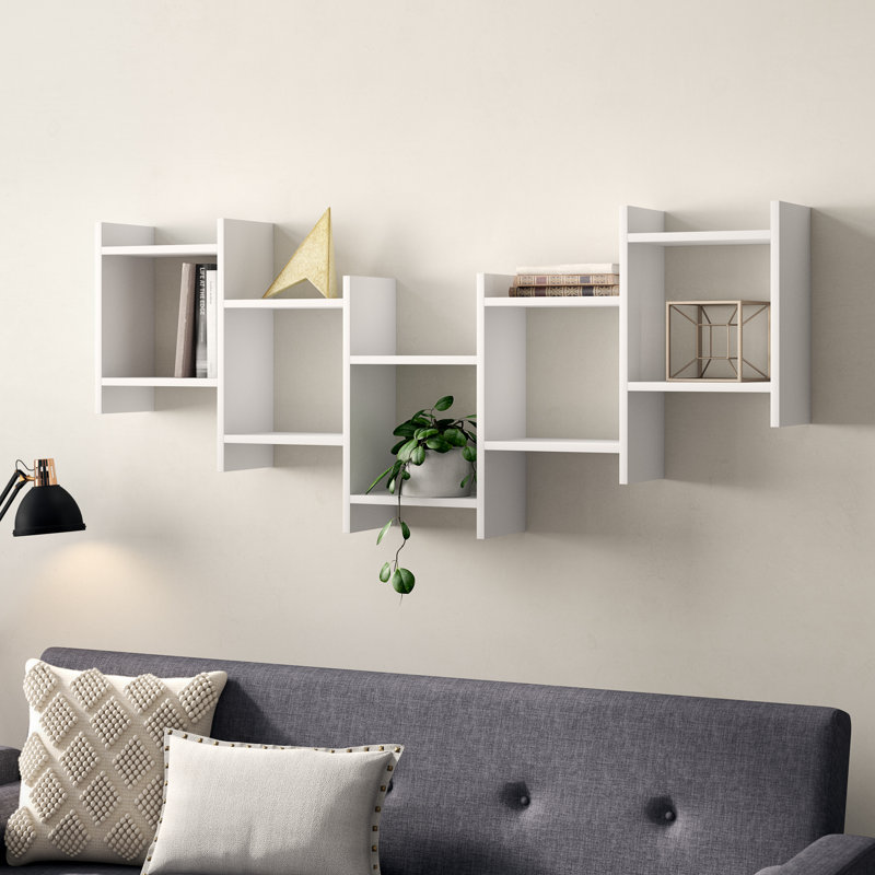 Dillow 10 Piece Floating Shelf Modern Wall-Mounted Storage and Display, White