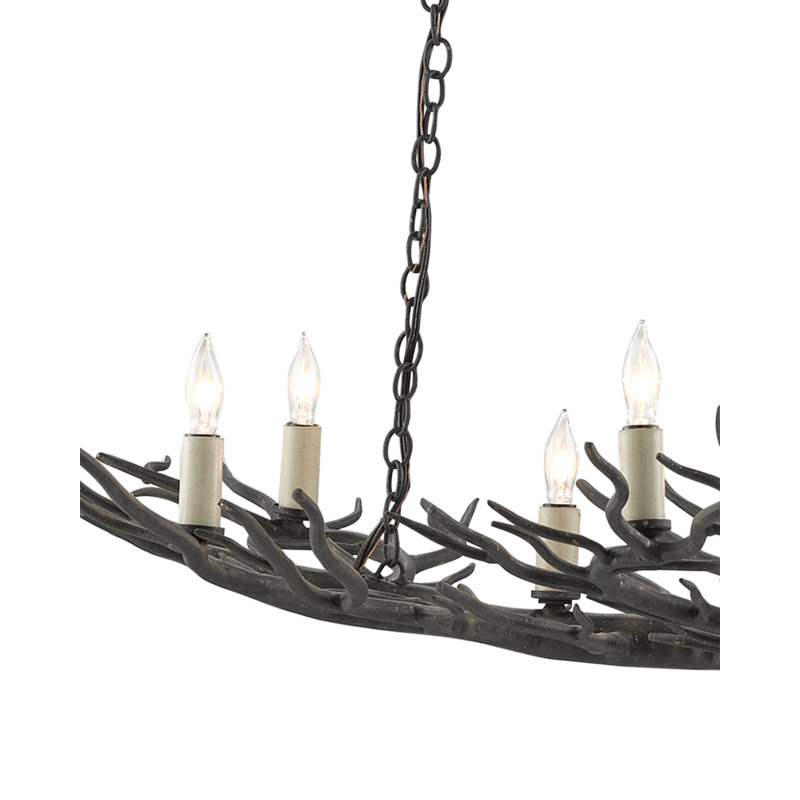 Rainforest 9 - Light Wrought Iron Dimmable Linear Chandelier