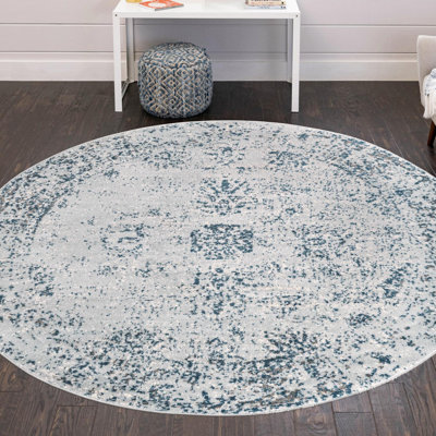Tapis bleu clair / bleu marine à motif abstrait Brandt