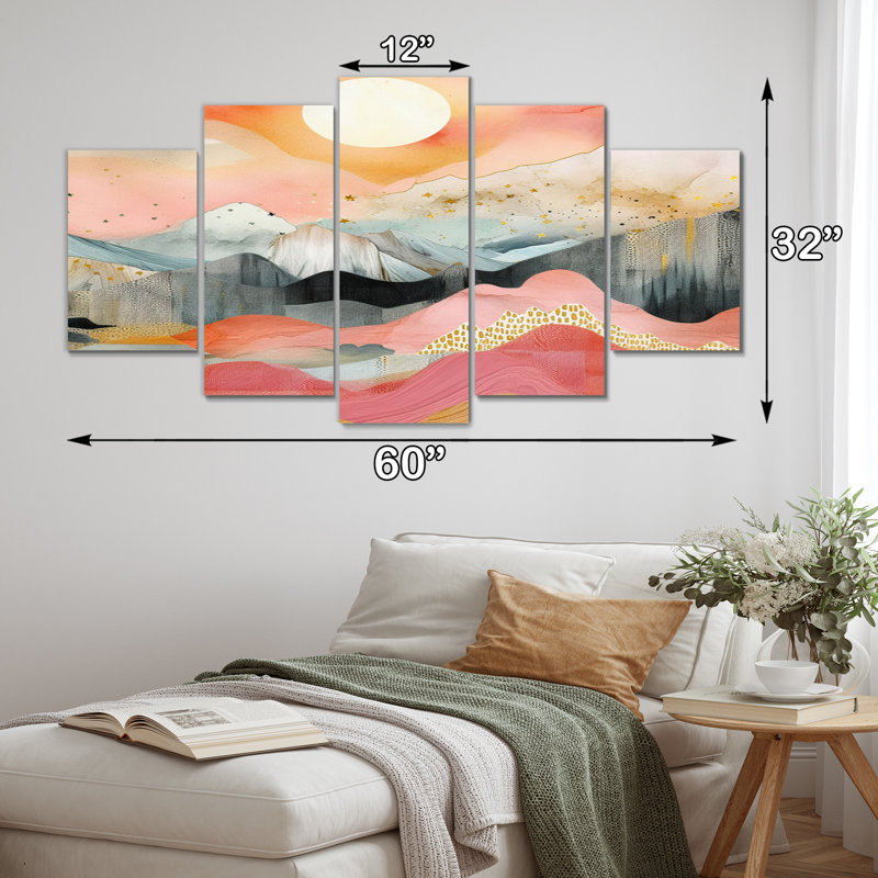 Guntis - reproduction d'art abstrait paysage - 5 panneaux