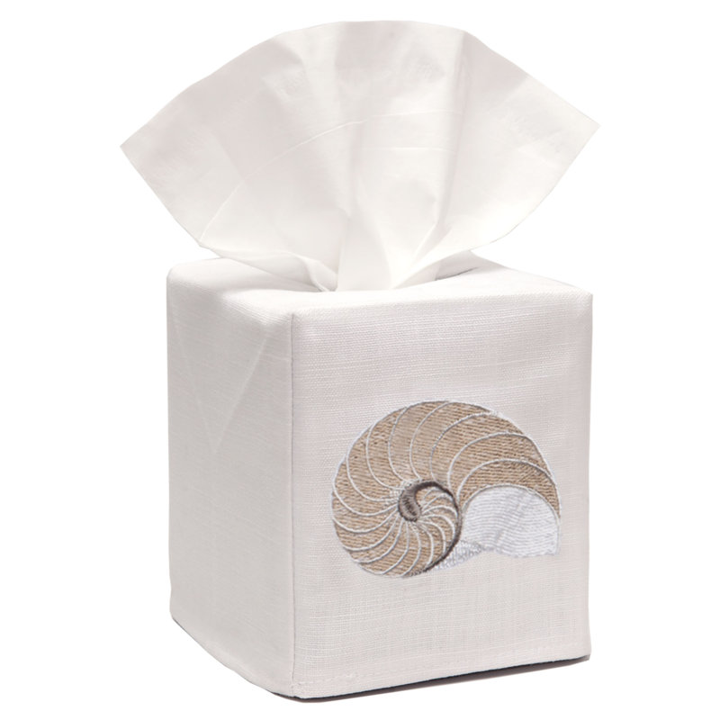 Tissue Box Cover, White/Brown
