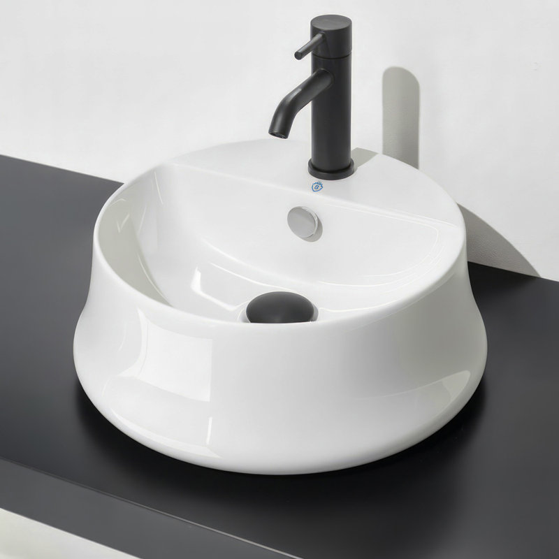 Whitehaus 17" Above Mount/ Vessel Lavatory Basin With Single Faucet Drilling And Overflow