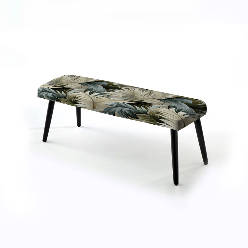 Neutral Oasis Tropical Pattern - Tropical Upholstered Black Bench