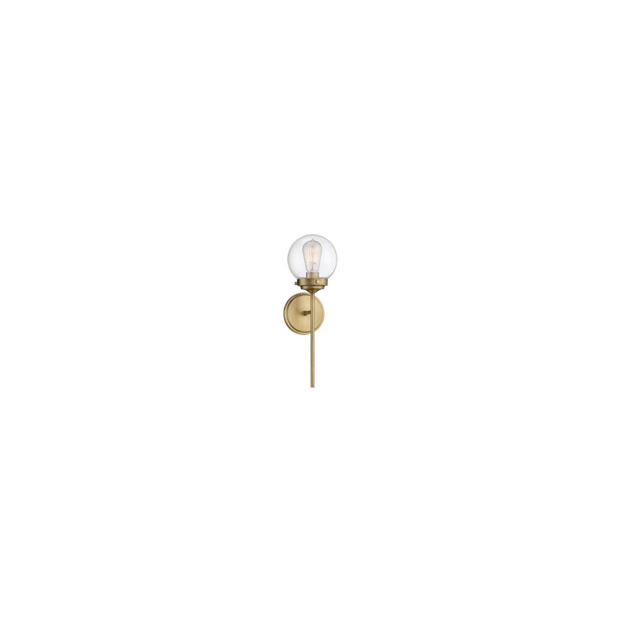 Aiden Single Light Glass Dimmable Wall Sconces, Natural Brass