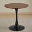 Table ronde Mid-Century 31,5 po en noyer pour 2 personnes, piédestal blanc, convient aux petits coins de cuisine pour 4 personnes, base, nettoyage sans effort-789896020