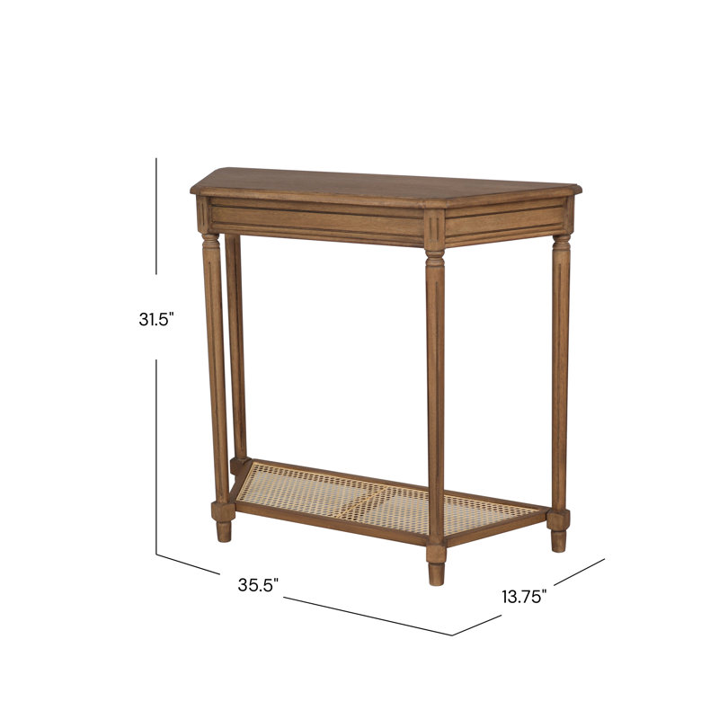 Console Carterlee Demilune avec tablette en canne, Brun