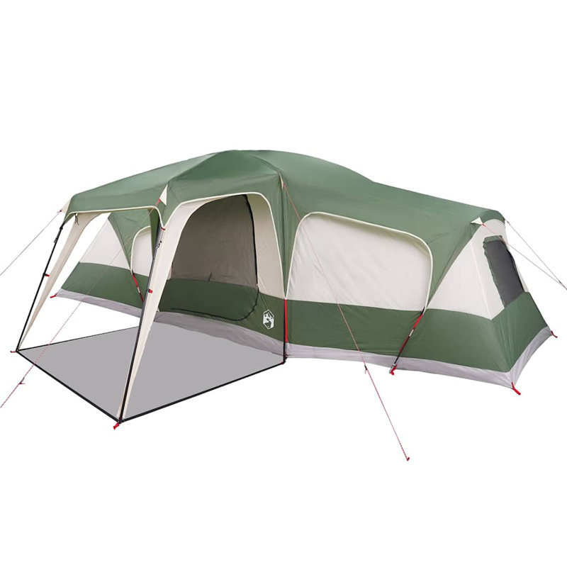 Tente familiale vidaXL avec dôme pour porche 9 personnes vert imperméable, Vert
