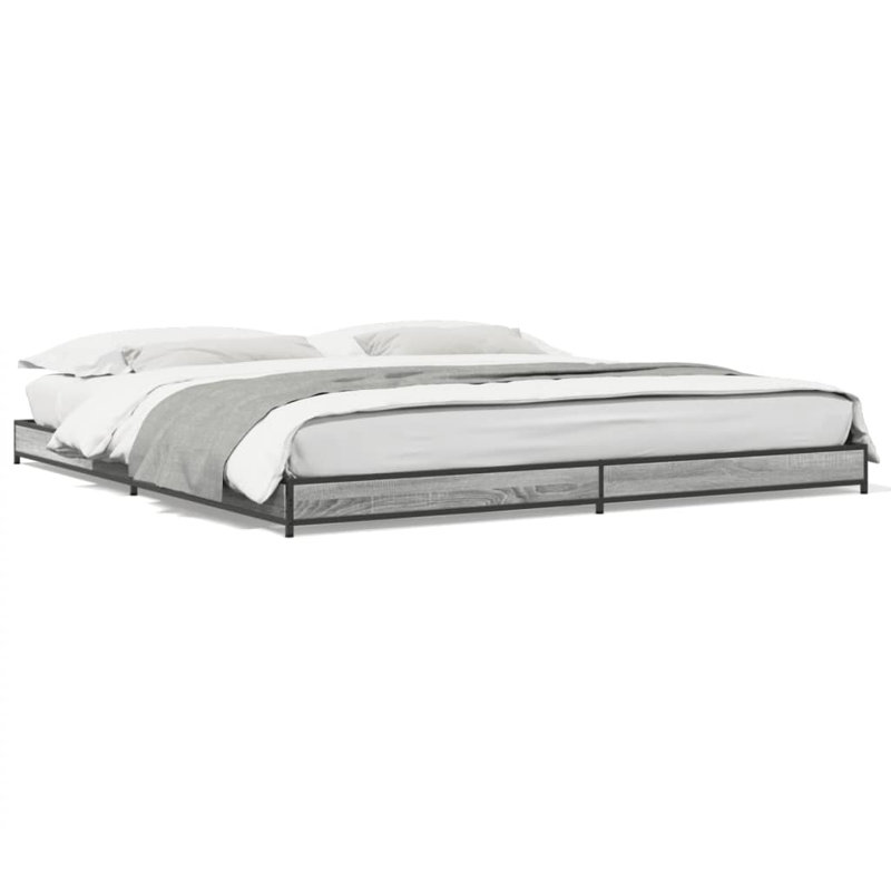 Structure de lit vidaXL Bois d'ingénierie, métal double durable, Gris Sonoma, Simple (3 pi)