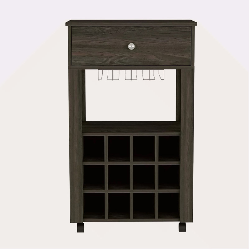 Armoire à vin 1 tiroir 12 bouteilles, Brun