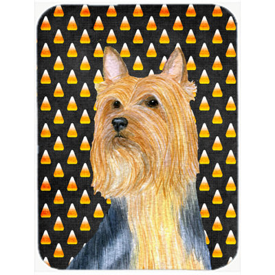 Planche à découper en verre caroline en soie terrier Halloween Candy Corn