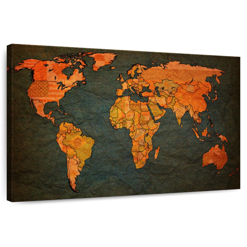 Carte du monde des drapeaux Aliaz, H 8 po x l 12 po