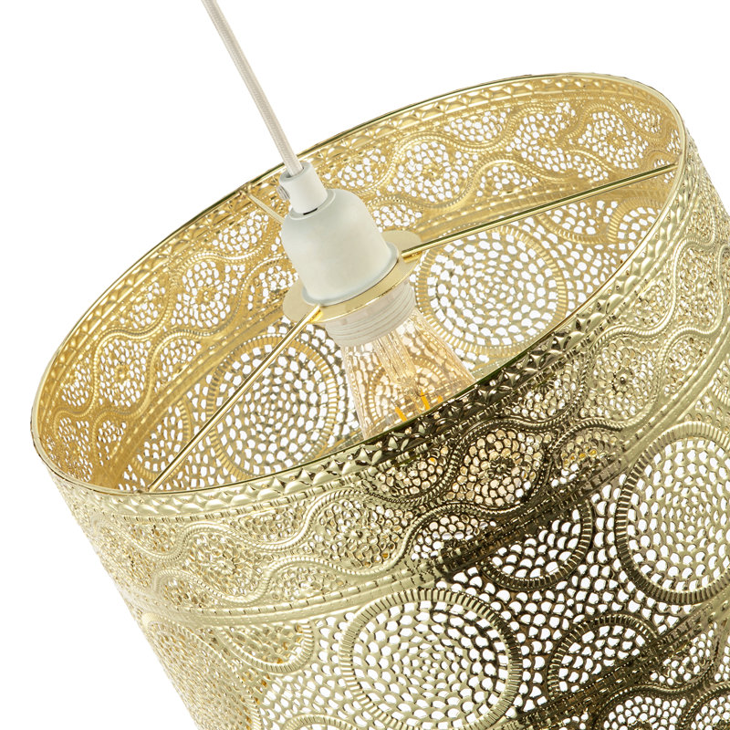 20cm H Metal Drum Lamp Shade ( No Direct Attachment Method ) in Gold