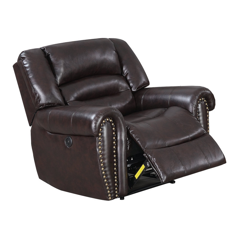 Lower Faux Leather Power Recliner, Brown Faux Leather