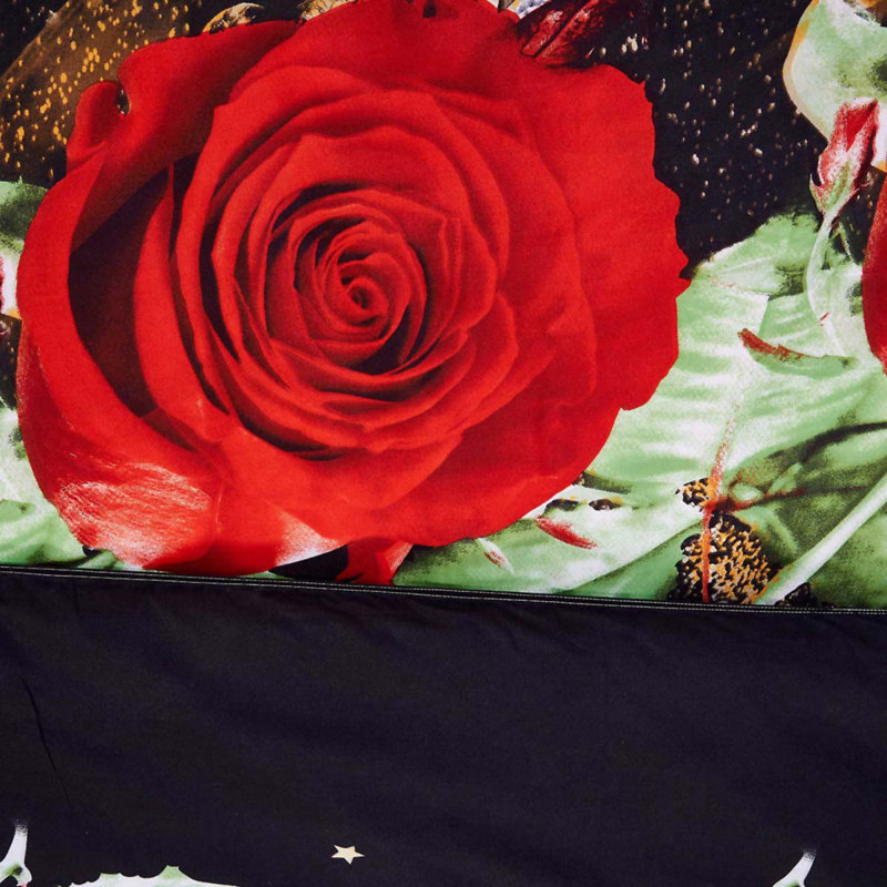  Ensemble de housse de couette réversible et literie à motif floral Night Roses