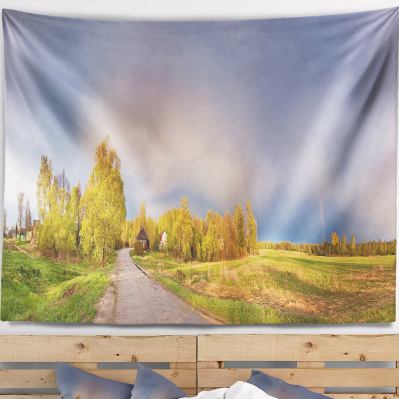 Tapisserie «Green Field Under Rainbow Sky», H 32 po x l 39 po